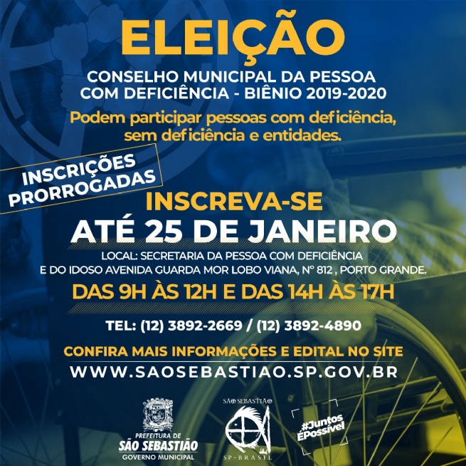 Foto: Inscrições para Conselho Municipal da Pessoa com Deficiência de São Sebastião seguem abertas
