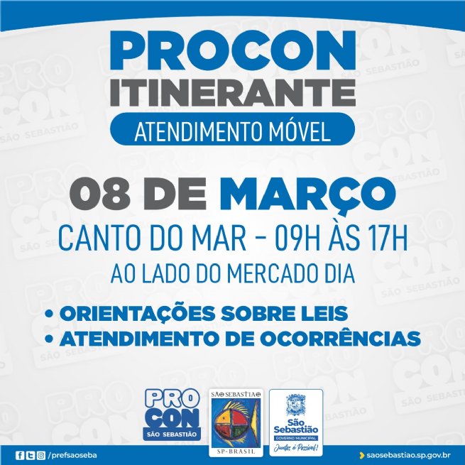 Foto: Procon de São Sebastião realiza atendimento móvel no Canto do Mar na próxima terça-feira (08)