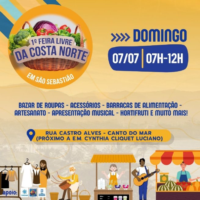 Foto: 1ª Feira Livre da Costa Norte de São Sebastião inicia no dia 7 de julho e segue todos domingos