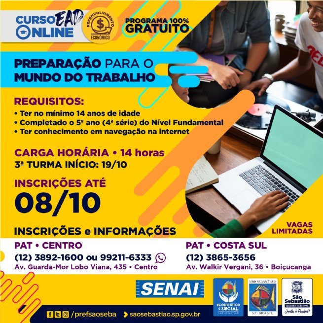 Foto: Inscrições para “Preparação para o mundo do Trabalho” se encerram nessa sexta-feira