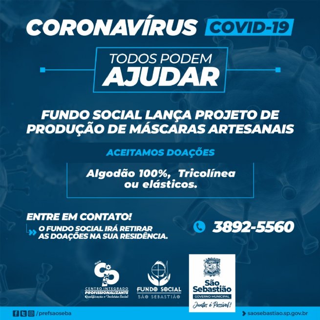 Foto: COVID-19: Fundo Social produz máscaras para famílias em situação de vulnerabilidade social