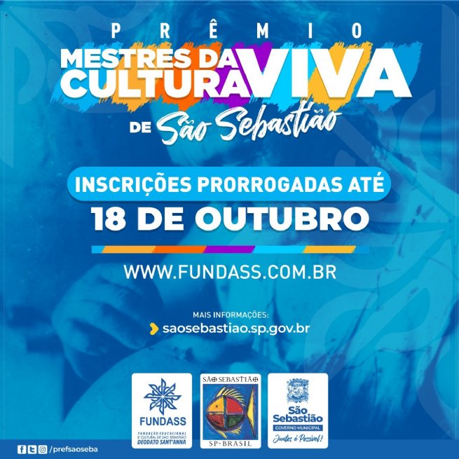 Foto: Prazo para se inscrever no Prêmio Mestre da Cultura Viva de São Sebastião é prorrogado até 18 de outubro