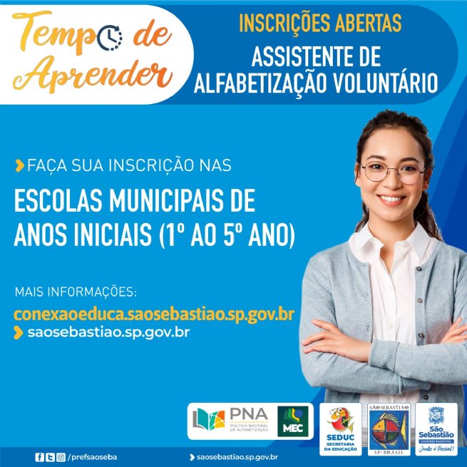 Foto: Estão abertas as inscrições para seleção de assistentes de alfabetização em escolas municipais