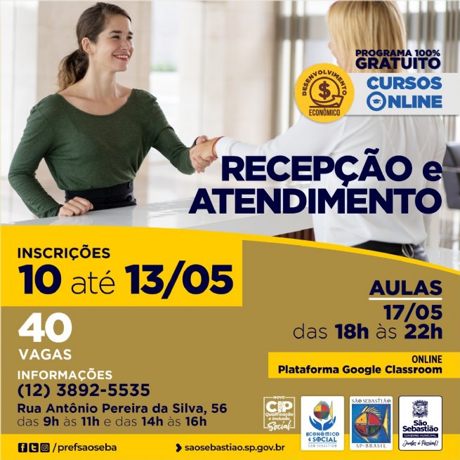 Foto: Prefeitura abre inscrições para curso online gratuito na área de Recepção e Atendimento