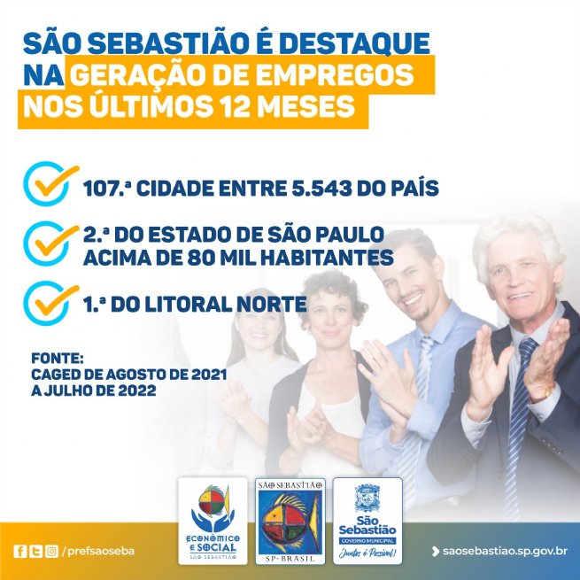 Foto: São Sebastião é a 107.ª cidade entre 5.543 do país com maior geração de empregos em 12 meses