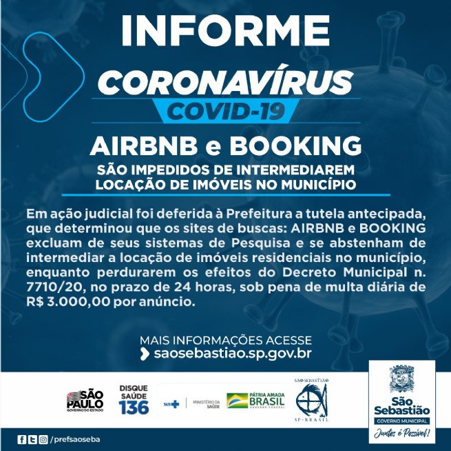 Foto: COVID-19: Prefeitura consegue tutela antecipada na justiça e sites de buscas  são proibidos de intermediar locações no município