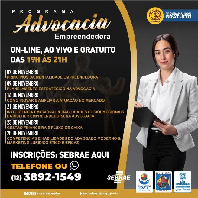 Foto: Prefeitura abre inscrições para o programa gratuito de ‘Advocacia Empreendedora’