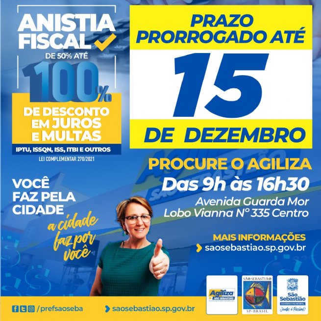 Foto: Anistia fiscal de São Sebastião já negociou mais de R$ 33 milhões em dívidas municipais