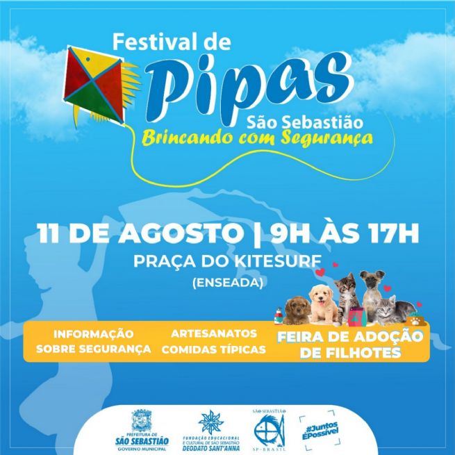 Foto: 3° Festival de Pipas e Feira de Adoção de filhotes agitam Enseada neste domingo