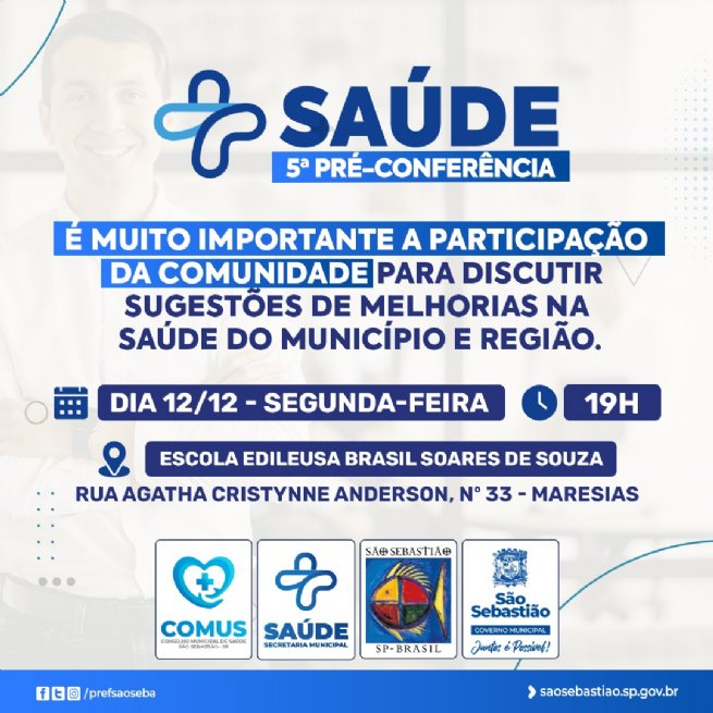 Foto: Prefeitura realizará quinta Pré-conferência da Saúde no bairro de Maresias