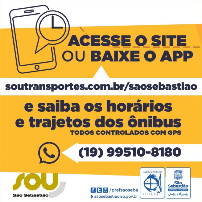 Foto: Baixe o aplicativo da SOU São Sebastião para acompanhar o novo itinerário do Sistema de Transporte Público Municipal