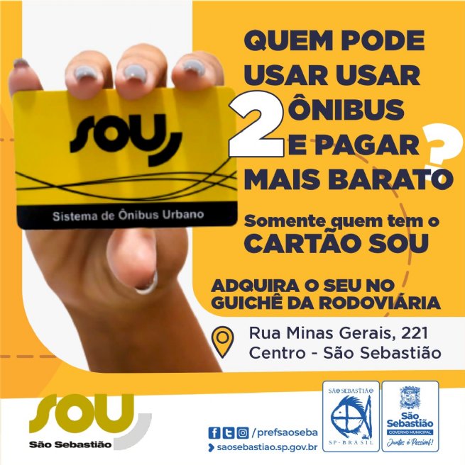 Foto: Saiba as vantagens de utilizar o cartão SOU São Sebastião para embarcar no transporte coletivo da cidade