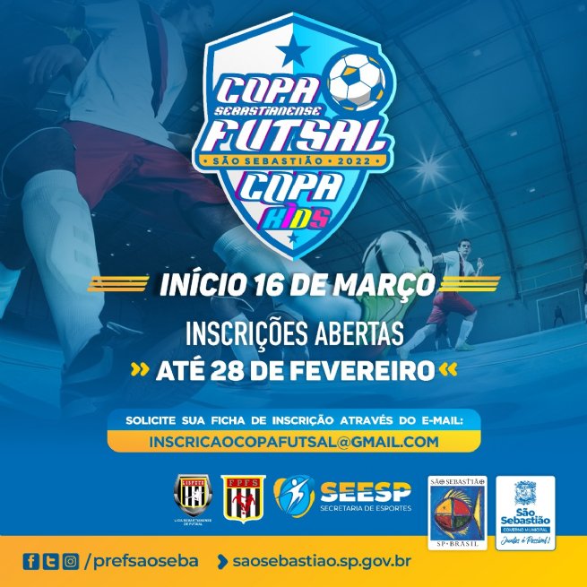 Foto: Estão abertas as inscrições para a Copa Sebastianense de Futsal e da Copa Kids