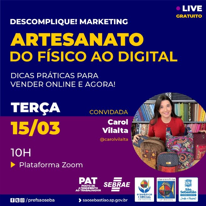 Foto: Prefeitura realiza curso gratuito online ‘Artesanato – Do Físico ao Digital – Dicas Práticas para Vender Online e Agora!’