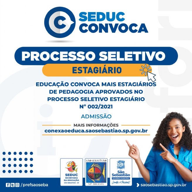 Foto: Prefeitura de São Sebastião convoca mais estagiários de Pedagogia para atuar na rede municipal de ensino