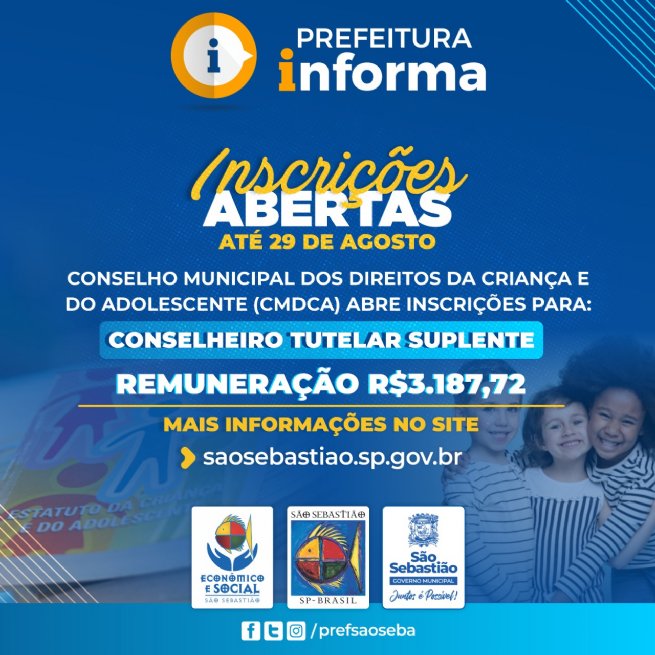 Foto:  Conselho Municipal dos Direitos da Criança e do Adolescente (CMDCA) abre inscrições para conselheiro tutelar suplente