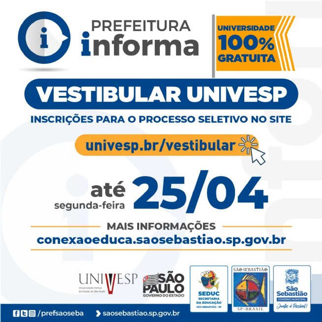 Foto: Prazo para inscrições da Univesp – Polo São Sebastião se encerra na próxima segunda-feira (25)