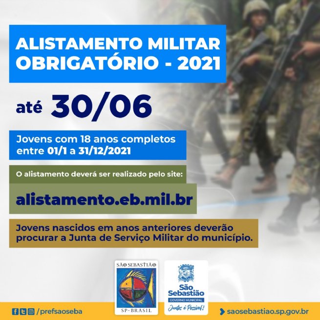 Foto: Inscrições para o Alistamento Militar Obrigatório estão abertas até o dia 30 de junho