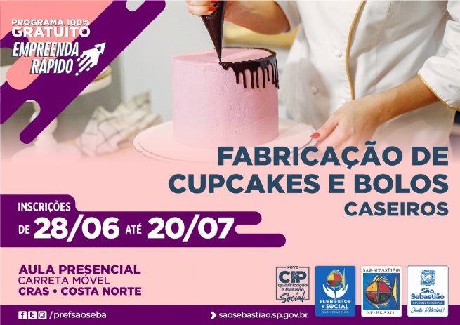 Foto: Prefeitura abre inscrições para cursos gratuitos de fabricação de cupcakes e bolos caseiros