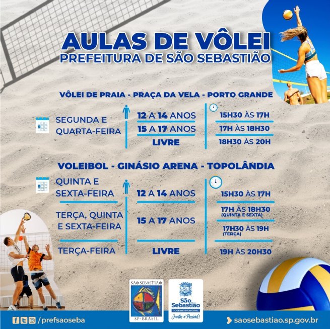 Foto: Prefeitura disponibiliza novas turmas de voleibol e vôlei de praia