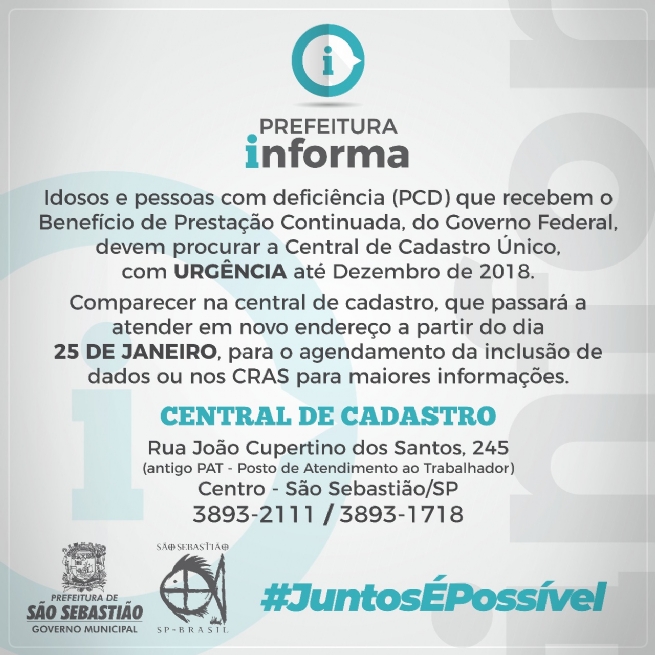 Foto: Prefeitura realiza atualização e inclusão de beneficiários idosos ou pessoas com deficiência para recebimento de Benefício de Prestação Continuada