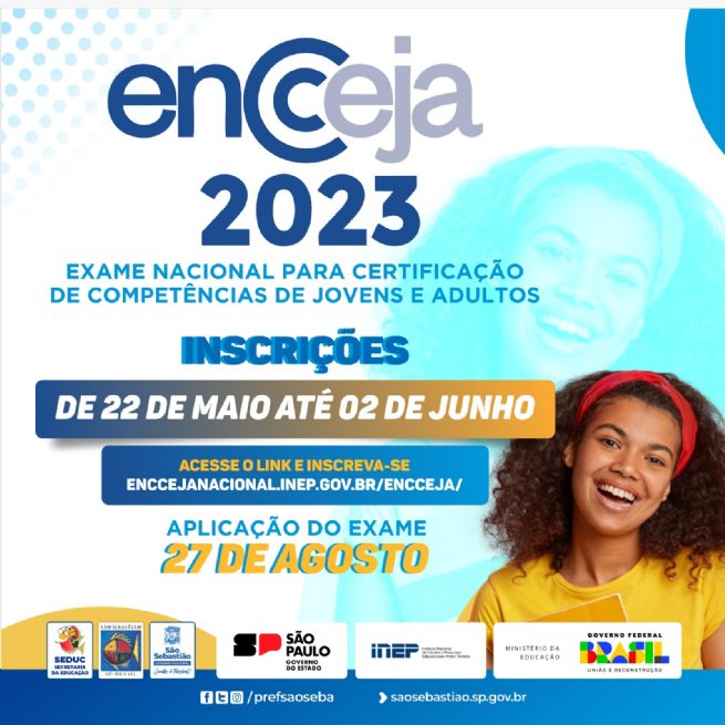 Foto: Prefeitura de São Sebastião divulga inscrições para ENCCEJA 2023