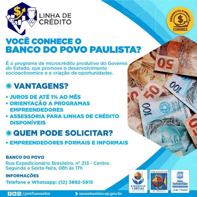 Foto: Prefeitura disponibiliza linhas de crédito aos empreendedores sebastianenses pelo Banco do Povo