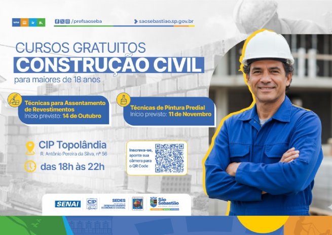 Foto: Prefeitura de São Sebastião oferece cursos gratuitos na área da construção civil 