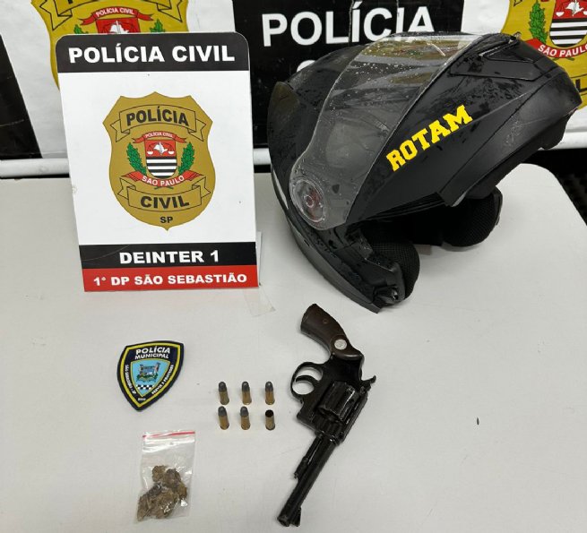 Foto: Polícia Municipal de São Sebastião prende acusado por porte ilegal de arma na Topolândia