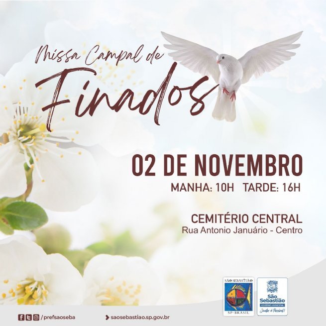 Foto: Prefeitura e Paróquia São Sebastião realizarão missa campal de Finados