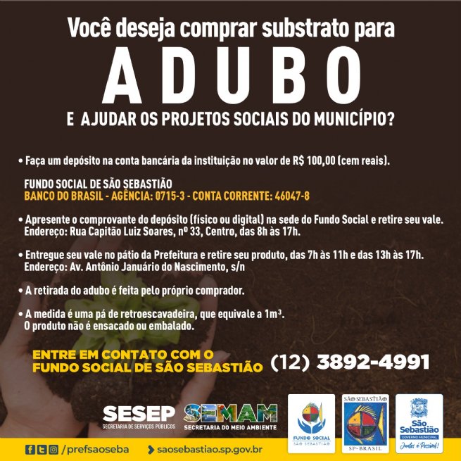 Foto: Fundo Social vende substrato de adubo para arrecadar recursos em auxílio a situações emergenciais
