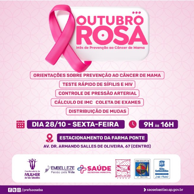 Foto: Outubro Rosa: ação sobre o mês da mulher oferece testes rápidos, orientações e dia da beleza 
