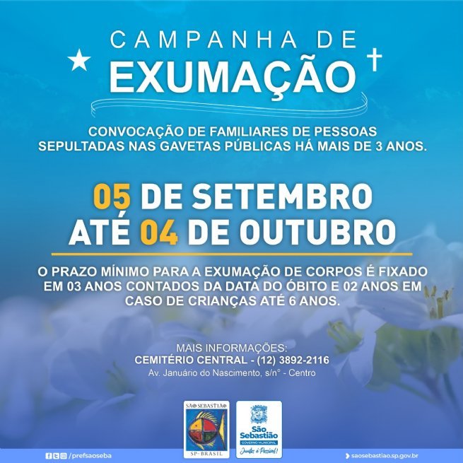 Foto: Campanha para famílias comparecerem ao cemitério para agendamento de exumação segue até o dia 04 de outubro