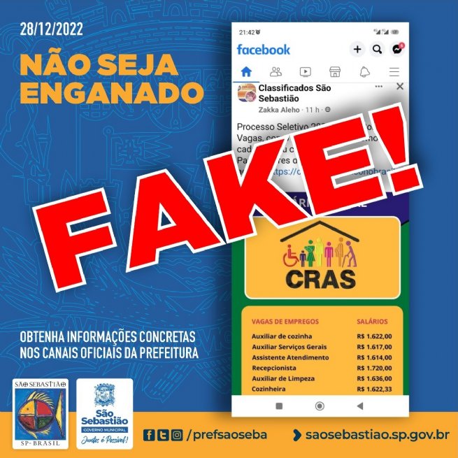 Foto: Prefeitura de São Sebastião não abriu processo seletivo para o CRAS; notícia é falsa