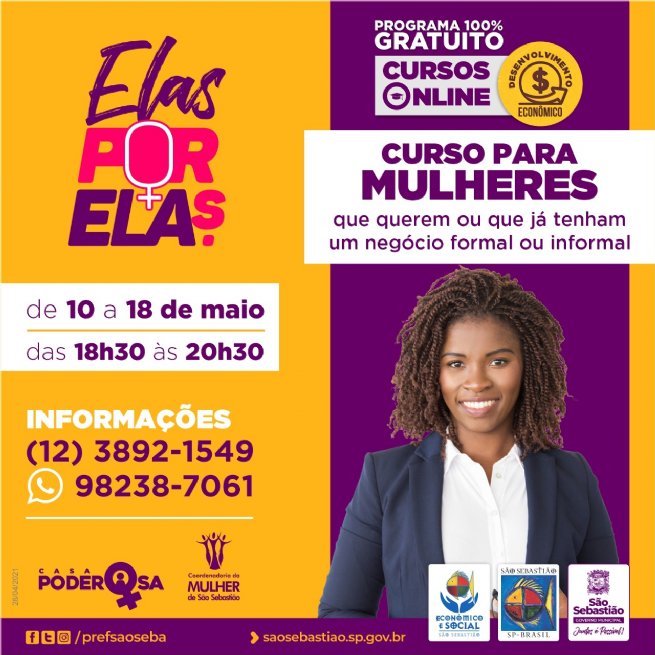 Foto: Prefeitura abre inscrições para capacitação online gratuita do Programa Elas por Elas
