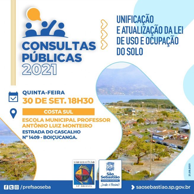 Foto: Terceira reunião de consulta pública sobre Lei de Uso e Ocupação do Solo ocorre nesta quinta-feira (30) em Boiçucanga