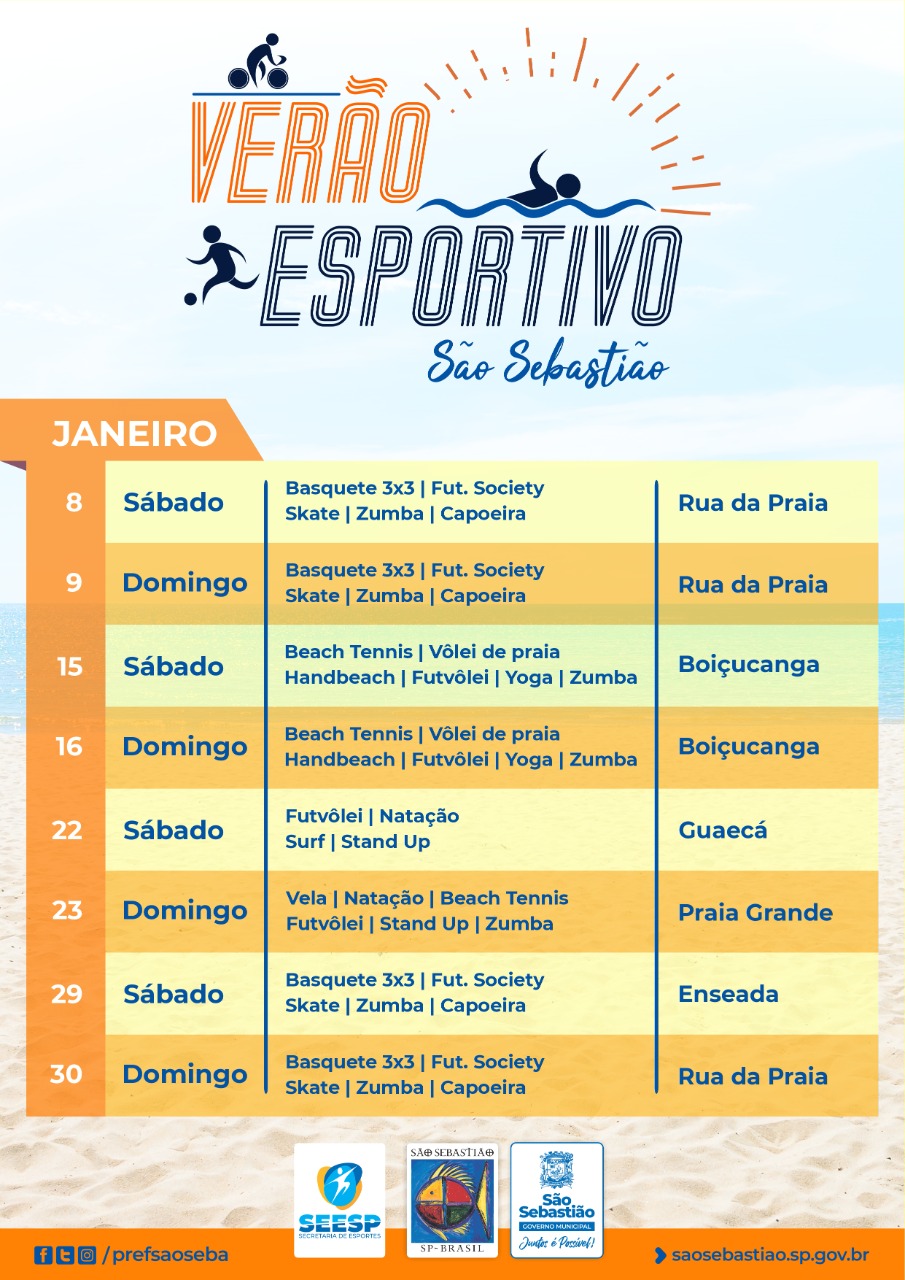 Programação de Esportes - Janeiro/2022